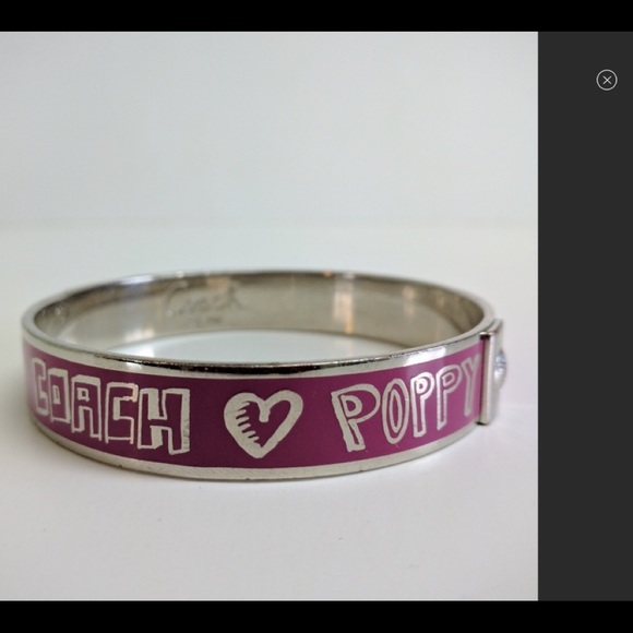Coach Poppy bangle bracelet pink & silver tone - Picture 1 of 6
